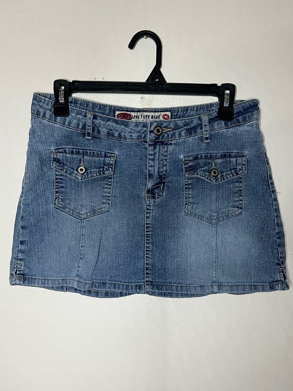 One Tuff Babe OTB Denim Jean Skirt Y2K Front Button Pockets Size 5/6